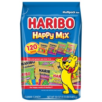 Haribo Gummi Candy Happy Mix, Variety Pack, 120 ct