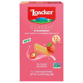 Loacker Classic Crispy Wafers, Strawberry, 1.59 oz, 12 ct