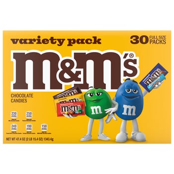 M&M's Full Size Chocolate Candy, Variety Pack, 30 ct
