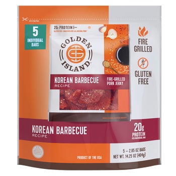 Golden Island Fire-Grilled Pork Jerky, Korean Barbecue, 2.85 oz, 5 ct