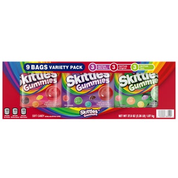 Skittles Gummies, Variety Pack, 4.2 oz, 9 ct