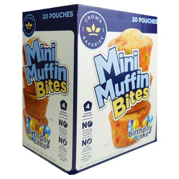 Crown Bakeries Mini Muffin Bites, Birthday Cake, 1.65 oz, 20 ct