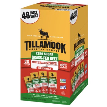 Tillamook Country Smoker Mini Snack Sticks, Grass-Fed Beef, Original, 0.33 oz, 48 ct
