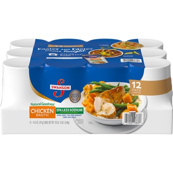 Swanson Chicken Broth, Less Sodium, 14.5 oz, 12 ct