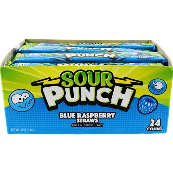 Sour Punch Straws, Blue Raspberry, 2 oz, 24 ct