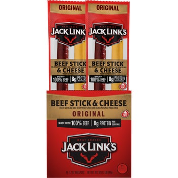 Jack Link's Beef Stick & Cheese, Original, 1.2 oz, 16 ct