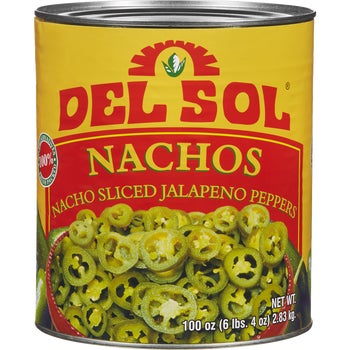 Del Sol Nacho Sliced Jalapeno Peppers, #10 can, 6 lbs 4 oz