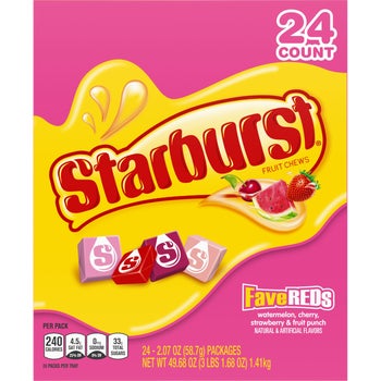Starburst Chewy Candy, Full Size FaveREDs, 2.07 oz, 24 ct