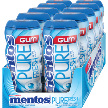 Mentos Pure Fresh Sugar Free Gum, Fresh Mint, 15 Pieces, 10 ct