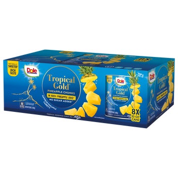 Dole Tropical Gold Pineapple Chunks, 20 oz, 8 ct