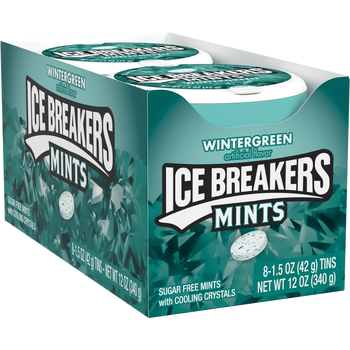 Ice Breakers Sugar Free Mints with Cooling Crystals, Wintergreen, 1.5 oz, 8 ct