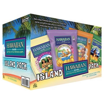 Hawaiian Brand Kettle Style Potato Chips, Island Variety Pack, 1.5 oz, 30 ct