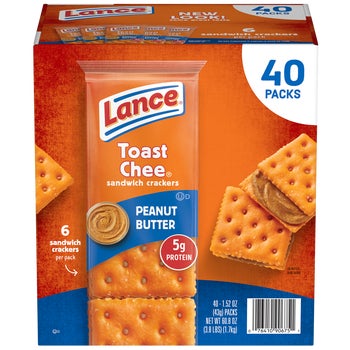 Lance Toast Chee Sandwich Crackers, Peanut Butter, 1.5 oz, 40 ct