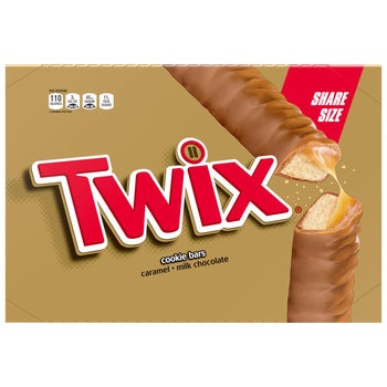 Twix Chocolate & Caramel Cookie Candy Bar, Share Size, 3.02 oz, 24 ct