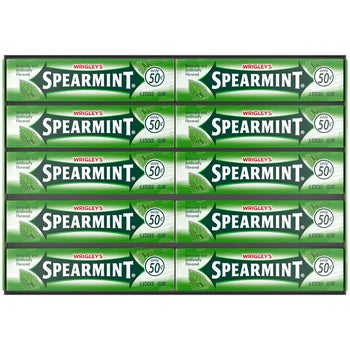 Wrigley's Spearmint Chewing Gum, Original 50 Cent Gum, 5 Sticks, 40 ct