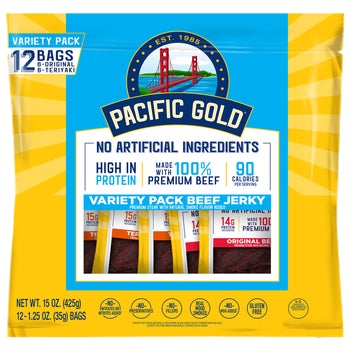 Pacific Gold Beef Jerky, Variety Pack, 1.25 oz, 12 ct