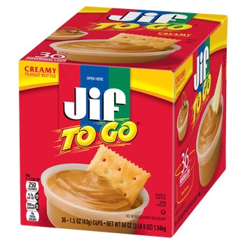 Jif to Go Creamy Peanut Butter, 1.5 oz, 36 ct