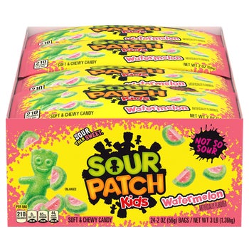 SOUR PATCH KIDS, Soft & Chewy Candy, Watermelon, 2 oz, 24 ct