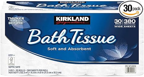Kirkland Signature Bath Tissue, 2-Ply, 380 Sheets, 30 Rolls