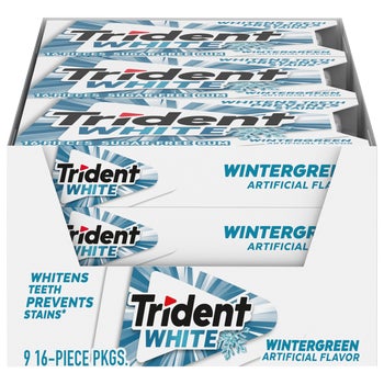Trident White Sugar Free Gum, Wintergreen, 16 Pieces, 9 ct