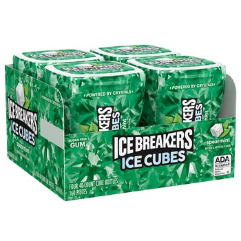 Ice Breakers Ice Cubes Sugar Free Gum, Spearmint, 40 pieces, 4 ct