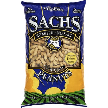 Sachs In-Shell Roasted Peanuts, No Salt, 5 lbs