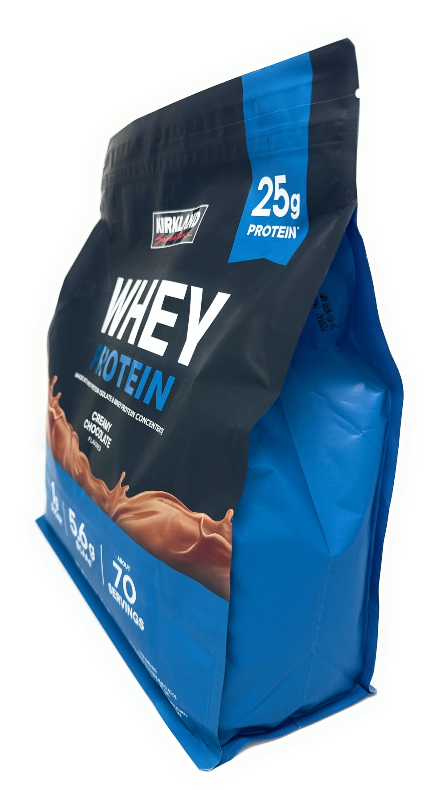 Kirkland Signature Whey 25g Protein,1g sugar,5.6g BCAAs,about 70 Servings Creamy Chocolate Flavorted