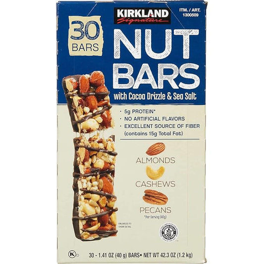 KIRKLAND SIGNATURE Nut Bars 30Count (2.64 Lbs), 42.3 Oz (096619215607)