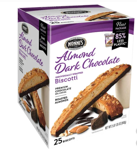 Nonni's Almond Dark Chocolate Biscotti: 25 Count, 2lb,1.25 oz (943 g)
