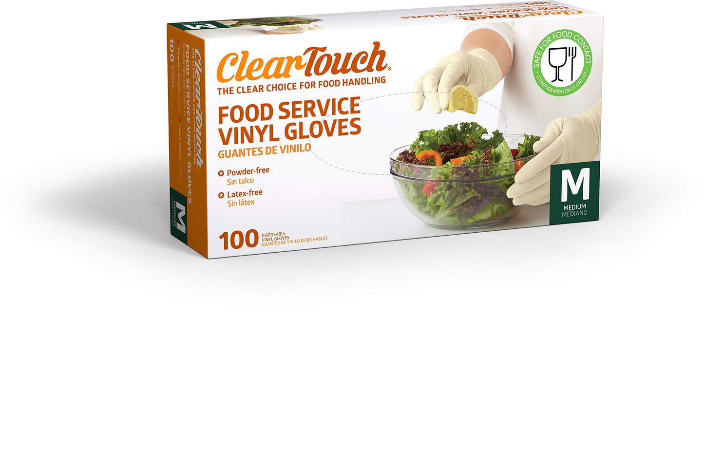 Medline Clear-Touch Disposable Food Service Vinyl Gloves, Latex and Powder Free, Medium, 300 Count