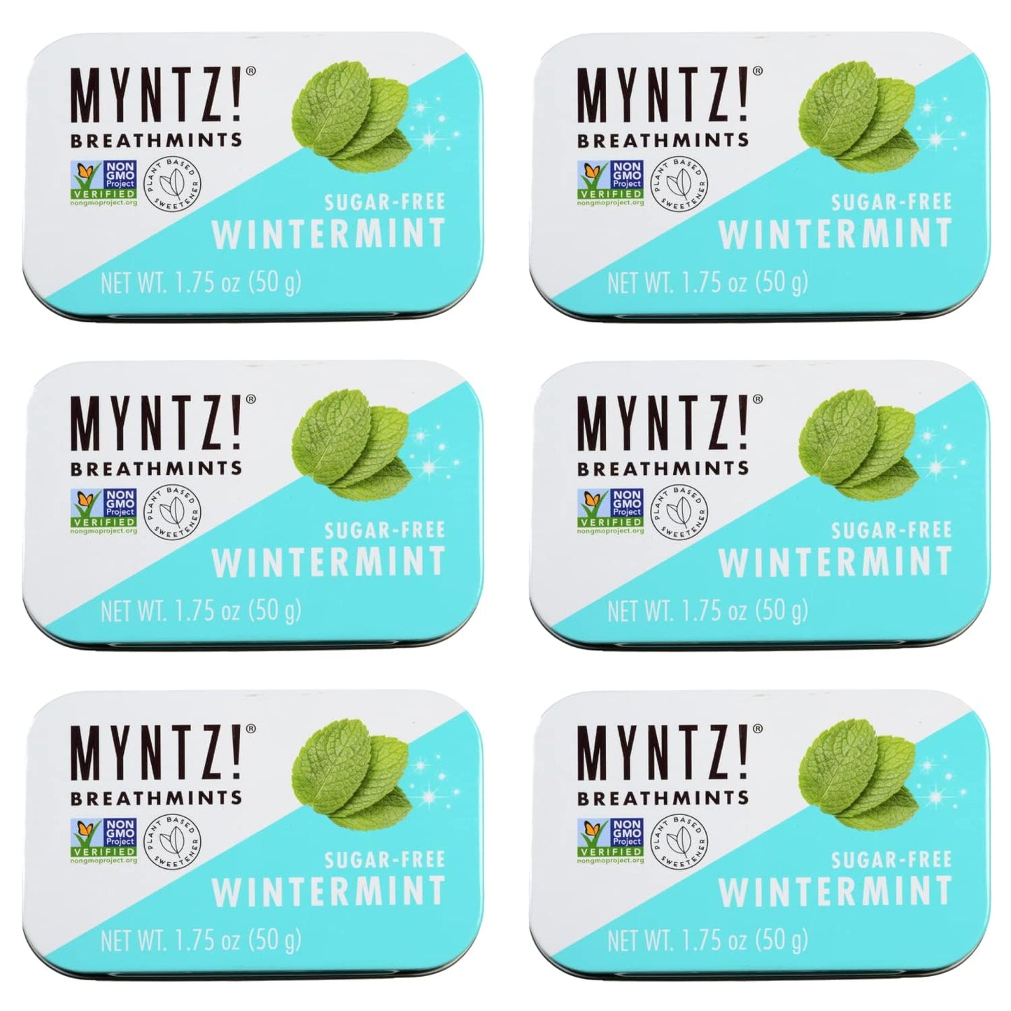 Dentist Recommended MYNTZ! Brand Mints - Wintermynt Blast Flavor 6 tins x 1.75 ounces per tin