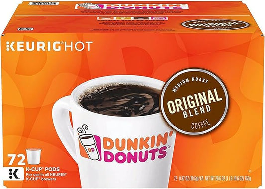 Dunkin' Donuts Original Blend Coffee K-Cup Pods, Box of 72 Count