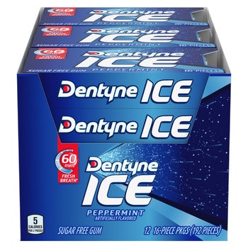 Dentyne Ice Sugar Free Gum, Peppermint, 16 Pieces, 12 ct