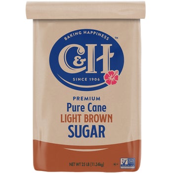 C&H Premium Pure Cane Sugar, Light Brown, 25 lbs