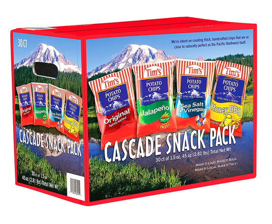 Tim's Cascade Style Potato Chips, Variety Pack, 30 Count