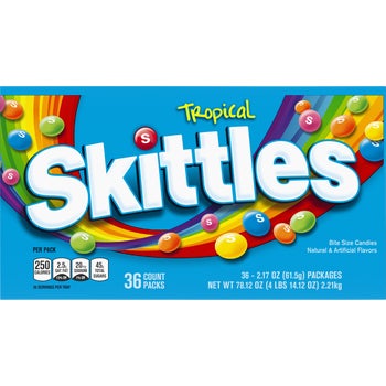 Skittles Tropical Full Size Chewy Candy, 2.17 oz, 36 ct