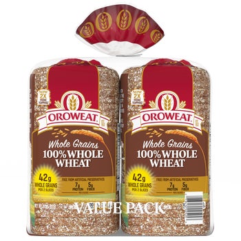 Oroweat 100% Whole Wheat Bread, 32 oz, 2 ct