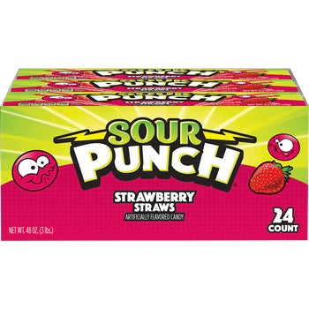 Sour Punch Straws, Strawberry, 2 oz, 24 ct