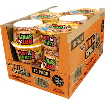 Nissin Hot & Spicy Ramen Noodle Bowl, 3.32 oz, 18 ct