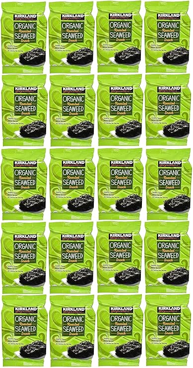Kirkland Signature Organic Roasted Seaweed Snack, 0.6 Ounce (10 Count) (2 Pack)
