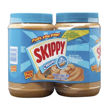 Skippy Creamy Peanut Butter, 48 oz, 2 ct