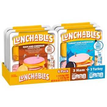 Lunchables Cracker Stackers, Ham and Turkey Variety Pack, 6 ct