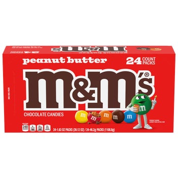 M&M'S Chocolate Candy, Peanut Butter, 1.63 oz, 24 ct