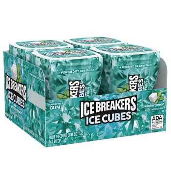 Ice Breakers Ice Cubes Sugar Free Gum, Wintergreen, 40 pieces, 4 ct