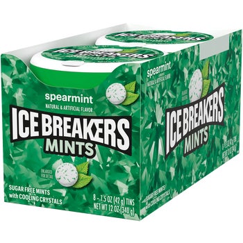 Ice Breakers Sugar Free Mints with Cooling Crystals, Spearmint, 1.5 oz, 8 ct