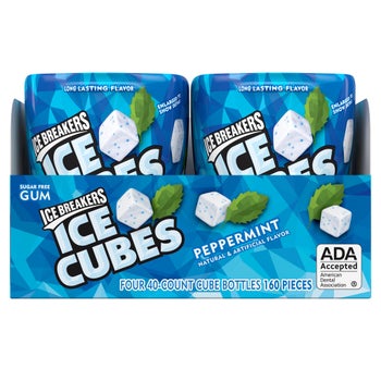 Ice Breakers Ice Cubes Sugar Free Gum, Peppermint, 40 pieces, 4 ct